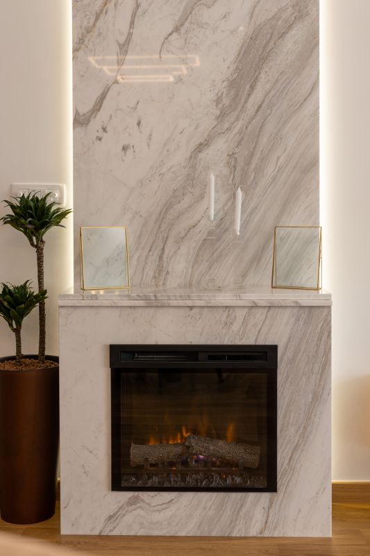 Refaced Fireplace with Marble
